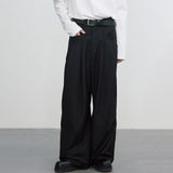 Bonsir Solid Long Pants Men's Fashion Casual Pants Man Spring Summer Fall Loose Pleated Suit Pants Original Trendy Design LGBT Clothing