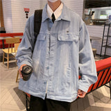 Bonsir Autumn Denim Jacket Men Fashion 5 Color Vintage Denim Jackets Mens Japanese Streetwear Hip Hop Loose Bomber Jacket Men S-3XL