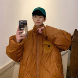 Bonsir Winter Jacket Men Warm Fashion Khaki Black Casual Thickened Plaid Jacket Men Korean Loose Thick Short Coat Mens Parker Clothes