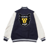 Bonsir Girls Don't Cry Letter Flocking Contrast Color Baseball Jackets for Men and Women Retro Stand Pu Leather Sleeve Winter Coat