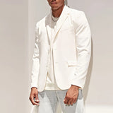 Bonsir Men Casual Turn-down Collar Blazer Jacket Spring Single Breasted Button Male Tops Outwear Audumn Long Slessve Solid Coat Cardiga