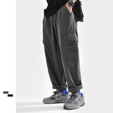 Bonsir Men's Black/grey Color Loose Casual Pants Fashion Trend Loose Cargo Trousers Sports Elastic Waist Sweatpants Size M-3XL