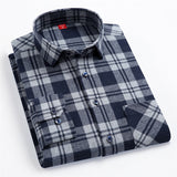 Bonsir Mens Designer Clothes Plaid Flannel Casual Shirt Long Sleeve 100Cotton High-quality Brand Fahison Spring Autumn Regular Blouses