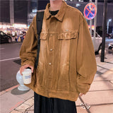 Bonsir Autumn Denim Jacket Men Fashion 5 Color Vintage Denim Jackets Mens Japanese Streetwear Hip Hop Loose Bomber Jacket Men S-3XL