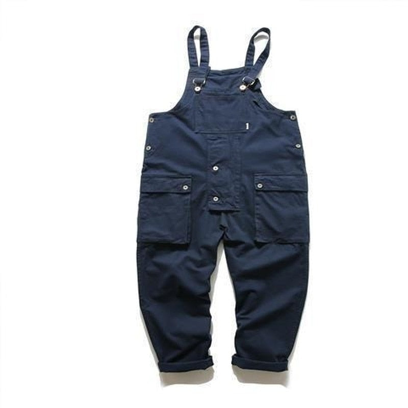 Bonsir Men's Retro Designer Overalls Workwear Sling Korean Loose Wide Leg Jumpsuit Streetwear Solid Color Men's Clothing