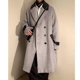 Bonsir Winter Thick Woolen Coat Men Warm Fashion Oversize Long Woolen Coat Korean Loose Thickening Woolen Trench Coat Mens Overcoat