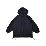 Bonsir Autumn Pullover Jackets Men Fashion Retro Pocket Hooded Jackets Mens Japanese Streetwear Hip Hop Loose Bomber Jacket Men M-3XL