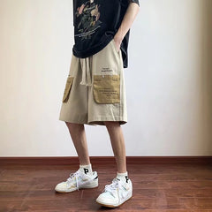 Bonsir Cotton Overalls Shorts Men's Summer Ins Loose Japanese Pants Design Sense Oversize Five-point Pants Korean Fahion