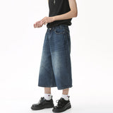 Bonsir Men's Summer New Jeans Korean Style Loose Wide Leg Flare Denim Pants Male Fashion Washed Cropped Trousers 2023 Tide