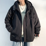 Bonsir New Fashion Hooded Warm Coat Men Casual Oversize Jacket Loose Baggy Streetwear Front Pocket Hiphop Clothing