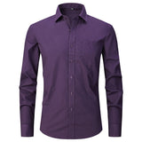 Bonsir Large 6XL Spring/Summer New French Shirt Men's Cotton Comfortable Iron Free Business Dress Long Sleeve Solid Stripe