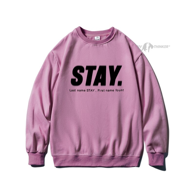 Bonsir Stay Letter Printed Men Overszied Hoodie Autumn Winter Fleece Male Casual Warm Sweatshirts Korean Man Pullovers