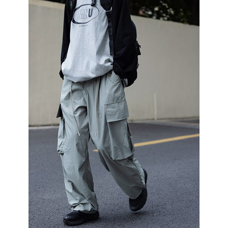 Mens Baggy Pants Loose Fit Cargo Trousers Hip Hop Pockets Casual Oversize  2022