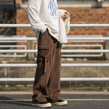 Bonsir Brown Black Corduroy Pants Men Fashion Pocket Cargo Pants Men Japanese Streetwear Hip Hop Loose Straight Pants Mens Trousers