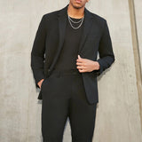 Bonsir Men Casual Turn-down Collar Blazer Jacket Spring Single Breasted Button Male Tops Outwear Audumn Long Slessve Solid Coat Cardiga
