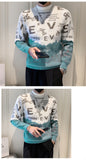 Bonsir Half High Neck Slim Crystal Mink Knitted Sweater Bottomed Shirt For Men Fashion Letter Printing Sweater Mens Pullover Sweater