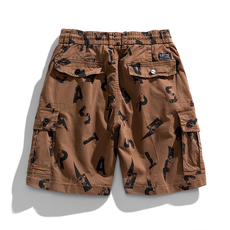 Bonsir Cargo Printed Oversize Summer Striped Loose Casual Shorts Men Camo Summer Short Pants Cargo Shorts New Streetwear