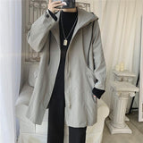Bonsir Fashion Men's woolen Coats Solid Color Single Breasted Lapel Long Coat Jacket Casual Overcoat Casual Trench Spring and Autumn