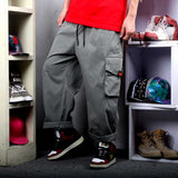 Bonsir Spring Summer Fashion Loose Baggy Trousers Men's Casual Cargo Pants Wide Leg Big Pocket Hiphop Harem Streetwear Clothing