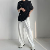 Bonsir Men's Irregular New Chinese Style Disc Button Short Sleeve Shirt Summer Fashion Man Fashion Casual Blouse Turtleneck Tops Tee