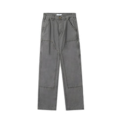 Bonsir Distressed Retro Streetwear Loose Trousers for Men and Women Solid Color Pockets Overalls Baggy Hip Hop Cargo Pants Oversized