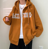 Bonsir Letter Foaming Printing Men's Hooded Cardigan Coat New Fashion Male Loose Zippers Hoodeis Unisex Autumn Jackets