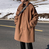 Bonsir Winter Thick Woolen Coat Men Warm Fashion Casual Oversized Trench Coat Men Korean Loose Long Woolen Coat Mens Overcoat M-2XL