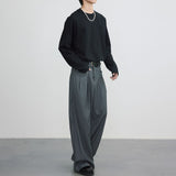 Bonsir Solid Long Pants Men's Fashion Casual Pants Man Spring Summer Fall Loose Pleated Suit Pants Original Trendy Design LGBT Clothing