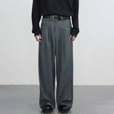 Bonsir Solid Long Pants Men's Fashion Casual Pants Man Spring Summer Fall Loose Pleated Suit Pants Original Trendy Design LGBT Clothing