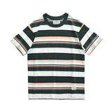 Bonsir Summer Stripe T-Shirt Men And Women Classic Streetwear Fashion Ins Trend Vintage O-Neck Cotton Youth Couple Short-Sleeved Tops