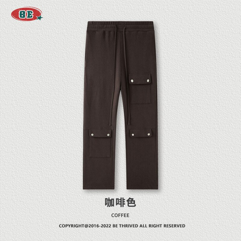 Bonsir  Autumn Warm Vintage Green Cargo Pants Men Cargo Trousers Male Loose Casual Streetwear Hip Hop Pockets Men's Clothing