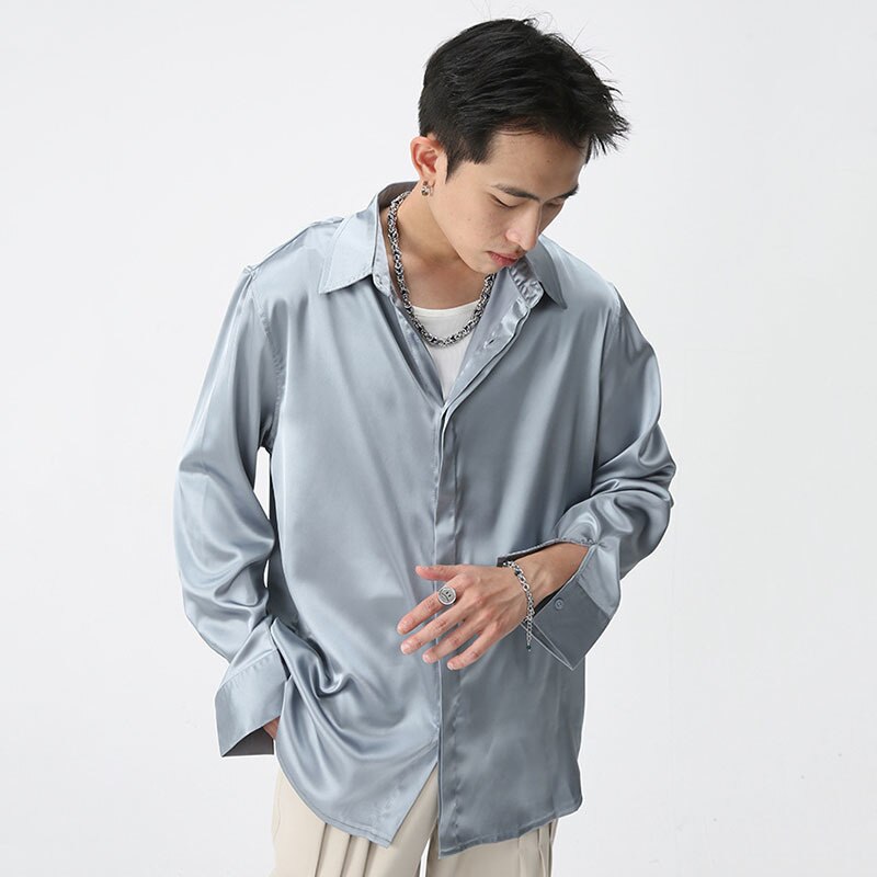 Bonsir Male Shirt Long Sleeve Men's Casual Korean Fashion Coat Turn-down Collar Single Breasted Spring Trendy New Tops