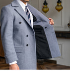 Bonsir High Quality Mens Woolen Coat British Retro Tweed Plaid Coat Men Long Warm Jacket Fall Winter Abrigo Largo Hombre Mantel Wolle