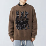 Bonsir Korean Men's Big Dog Sweater Men's Autumn Winter New Retro Trendy Knitwear Unisex Pullover Suéteres Jumpers Suéteres Homme