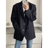 Bonsir Men's High-quality Casual Suit Jackets Formal Western-style Clothes Loose Black/brown/green Blazers Business Coats S-XL