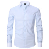 Bonsir Large 6XL Spring/Summer New French Shirt Men's Cotton Comfortable Iron Free Business Dress Long Sleeve Solid Stripe