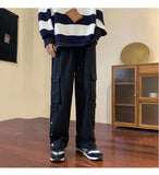 Bonsir Large Pocket Cargo Pants  Neutral Wide Leg Casual Trousers Loose Straight  Hip Hop  Men's Pants Harajuku Women's Trousers
