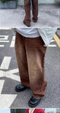 Bonsir  Men's Fashion Trend Vintage Casual Pants Baggy Homme Washed Old Jeans Oversized Students Green/brown Color Trousers S-3XL