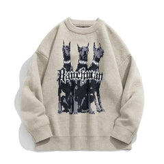 Bonsir Korean Men's Big Dog Sweater Men's Autumn Winter New Retro Trendy Knitwear Unisex Pullover Suéteres Jumpers Suéteres Homme