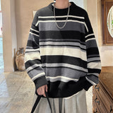 Bonsir Stripe Sweater Men's Thickened Loose Fashion Warm Soft Knitted Pullovers Harajuku Autumn Winter Male Casual Jumpers