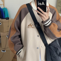 Bonsir Autumn new patchwork jacket men's Korean style casual top ins Hong Kong style loose Baseball Shirt jaket men mens clothing Sale