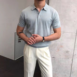 Bonsir Summer Knitted Polo Shirt Solid Color Business Casual POLO Men Short Sleeve Shirt High Quality Golf Shirts Mens Clothes P66