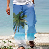 Bonsir Casual Loose Drawstring Waist Men's Pants Spring Summer Fashion Graphic Printed Beach Long Pant Hawaii Men Vacation Trouser