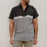 Bonsir Men Short Sleeve Tie Dye Printed Casual Shirt