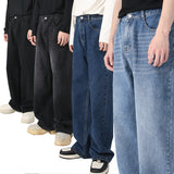 Bonsir Summer Spring New Korean Men's Denim Pants High Quality Edition Loose Elastic Waist Straight Sleeve Casual Jeans for Men