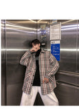 Bonsir Plaid large jacket men's coat spring autumn new fashion Plaid loose top trend large winter military jackets fall Genuine