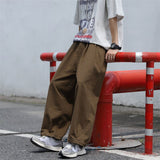 Bonsir Summer Cotton Casual Pants Men Fashion Oversized Wide Leg Pants Men Japanese Streetwear Loose Straight Pants Mens Trousers M-3XL