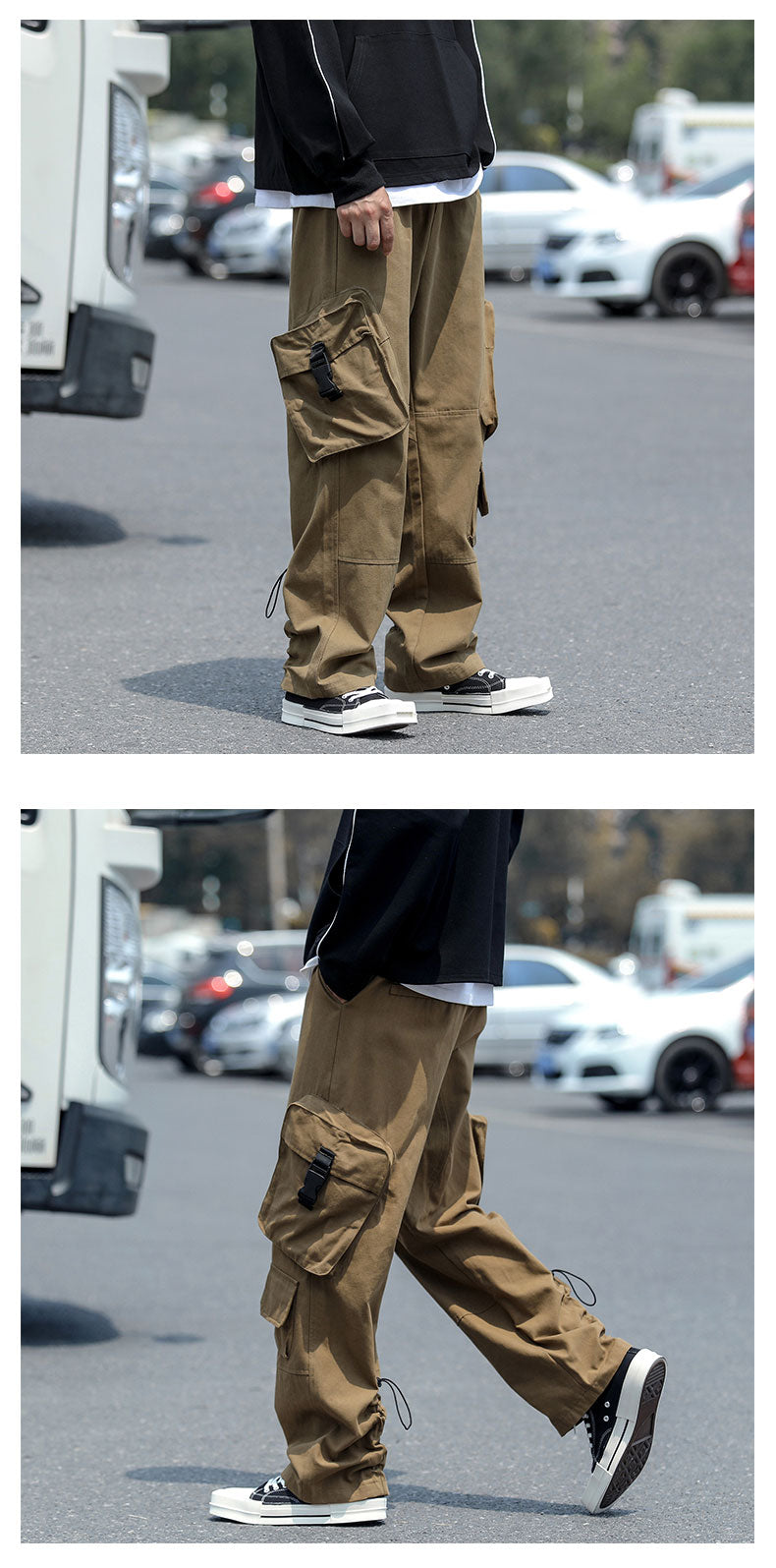 Mens Plus Size Cargo Trousers loose Work Wear Outdoor Pants Baggy Hip Hop  Pocket