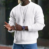 Bonsir Autumn New Long Sleeve T Shirt Quality Waffle Breathable Fabric T Shirt Men Vintage Solid Color Bottoming Loose Casual Tops