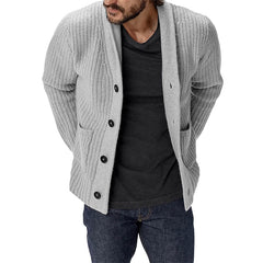 Bonsir Men Striped Casual Knitting Cardigan Autumn Winter Solid Long Sleeve Male Jacket Daily Style Pocket Men's Sweater Coat